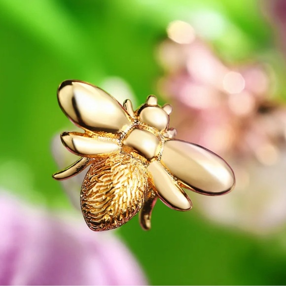Artisan Made Textured Dainty Bee Earrings - Picture 5 of 12